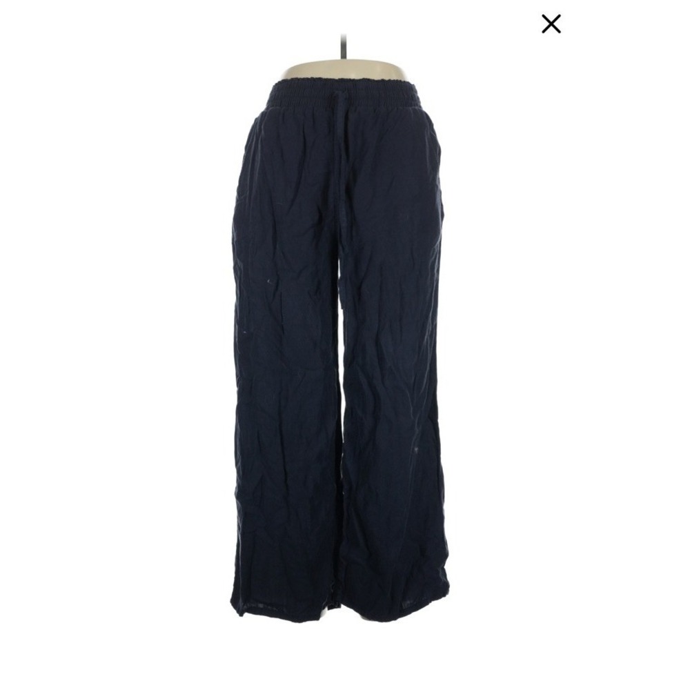 Sneak Peek Elastic Waist Wide Leg Casual Navy Blue Pants Size Small